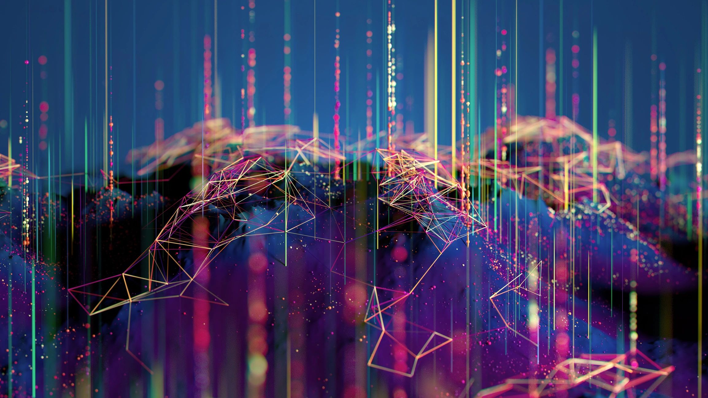Abstract futuristic network visualization in blue tones