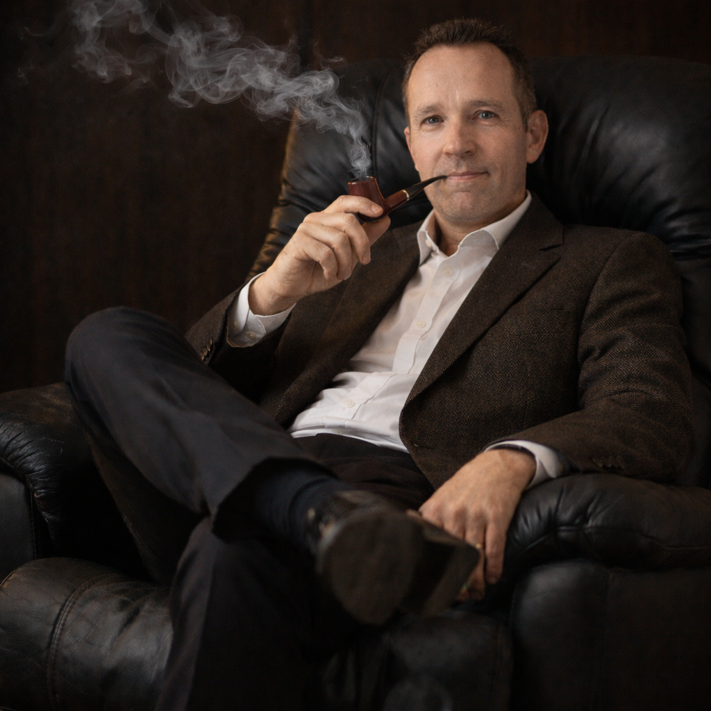 Portrait of Claus Skaaning seated in a chair